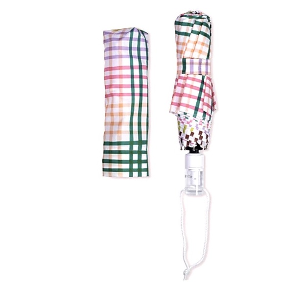 kate spade Accessories - KATE SPADE RAINBOW GINGHAM TRAVEL UMBRELLA NWT